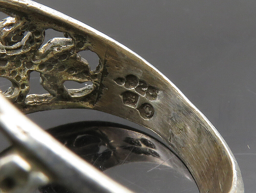 EUROPEAN 925 Silver  Vintage Abstract Cut Out Leaf Scroll Ring Sz 11  RG24396