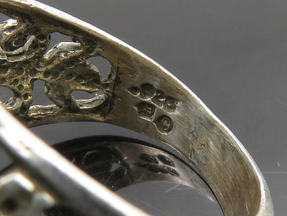 EUROPEAN 925 Silver  Vintage Abstract Cut Out Leaf Scroll Ring Sz 11  RG24396