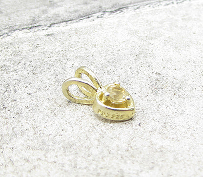 Gold Over 925 Sterling Silver Citrine Love Heart Slider Pendant PT1178