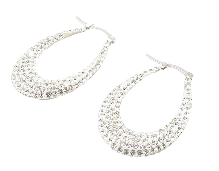 925 Sterling Silver Sparkling Cubic Zirconia U Shape Hoop Earrings EG7343