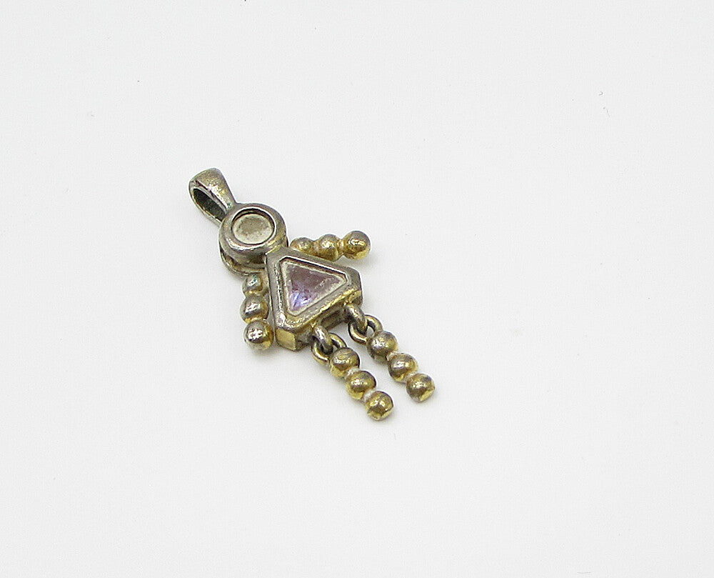 925 Sterling Silver  Inlay Amethyst Girl Figure Drop Pendant  PT2142