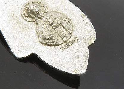 925 Sterling Silver  Vintage Virgin Mary & Child Shiny Pendant  PT17570