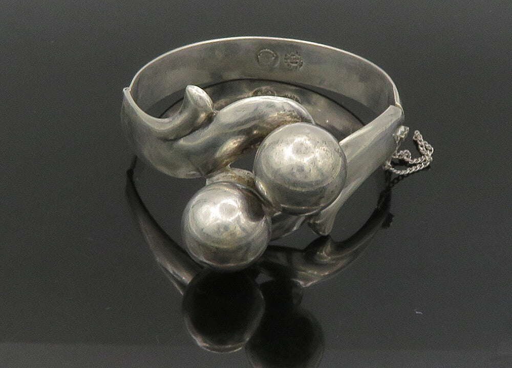 MORENA MEXICO 925 Silver  Vintage Shiny Modernist Bangle Bracelet  BT8948