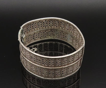 925 Sterling Silver Vintage Antique Spiral Wire Openwork Bangle Bracelet  BT9552
