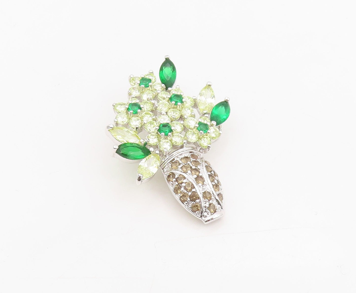 925 Sterling Silver Vintage Brooch Multi Gemstone Floral Bouquet Pin  BP12092