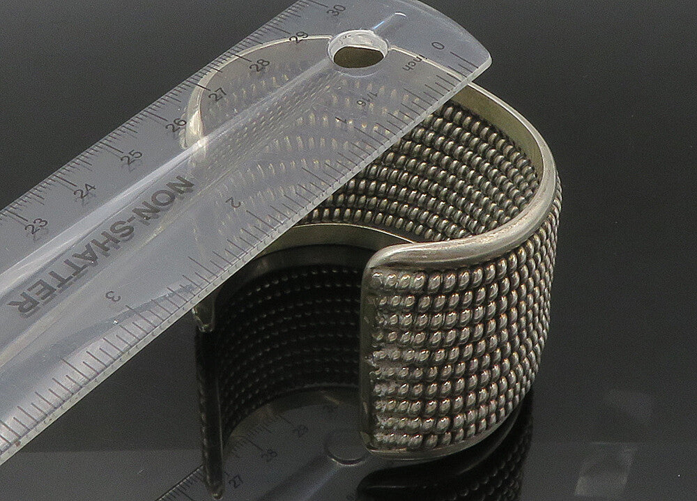 925 Sterling Silver  Vintage Heavy Large Shiny Twist Cuff Bracelet  BT8814