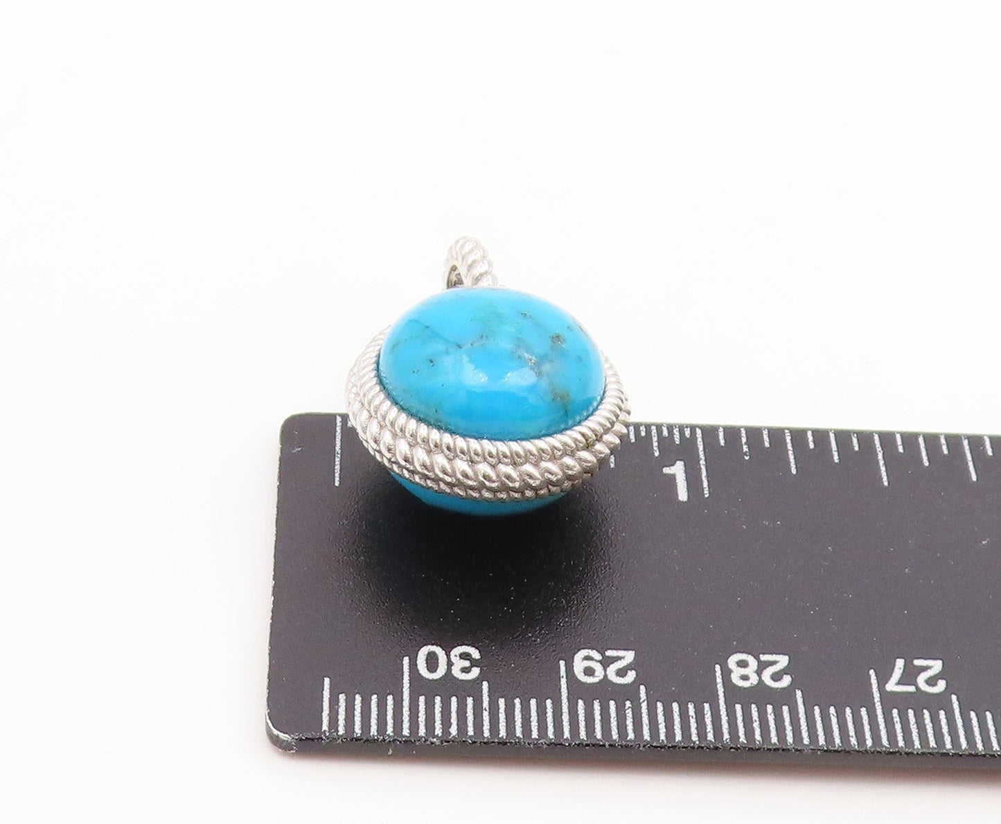 925 Sterling Silver Vintage Pendant JUDITH RIPKA Cabochon Turquoise Orb  PT26589