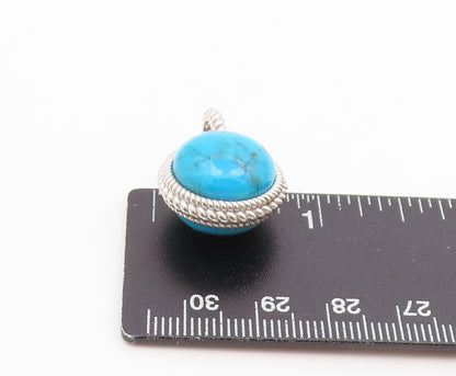 925 Sterling Silver Vintage Pendant JUDITH RIPKA Cabochon Turquoise Orb  PT26589