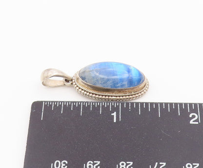 925 Sterling Silver Vintage Pendant Classic Cabochon Moonstone Charm  PT26597