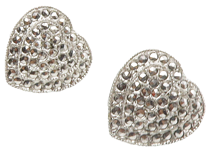 925 Sterling Silver  Sparkling Love Heart Non Pierce Drop Earrings  EG7492