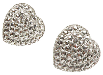 925 Sterling Silver  Sparkling Love Heart Non Pierce Drop Earrings  EG7492