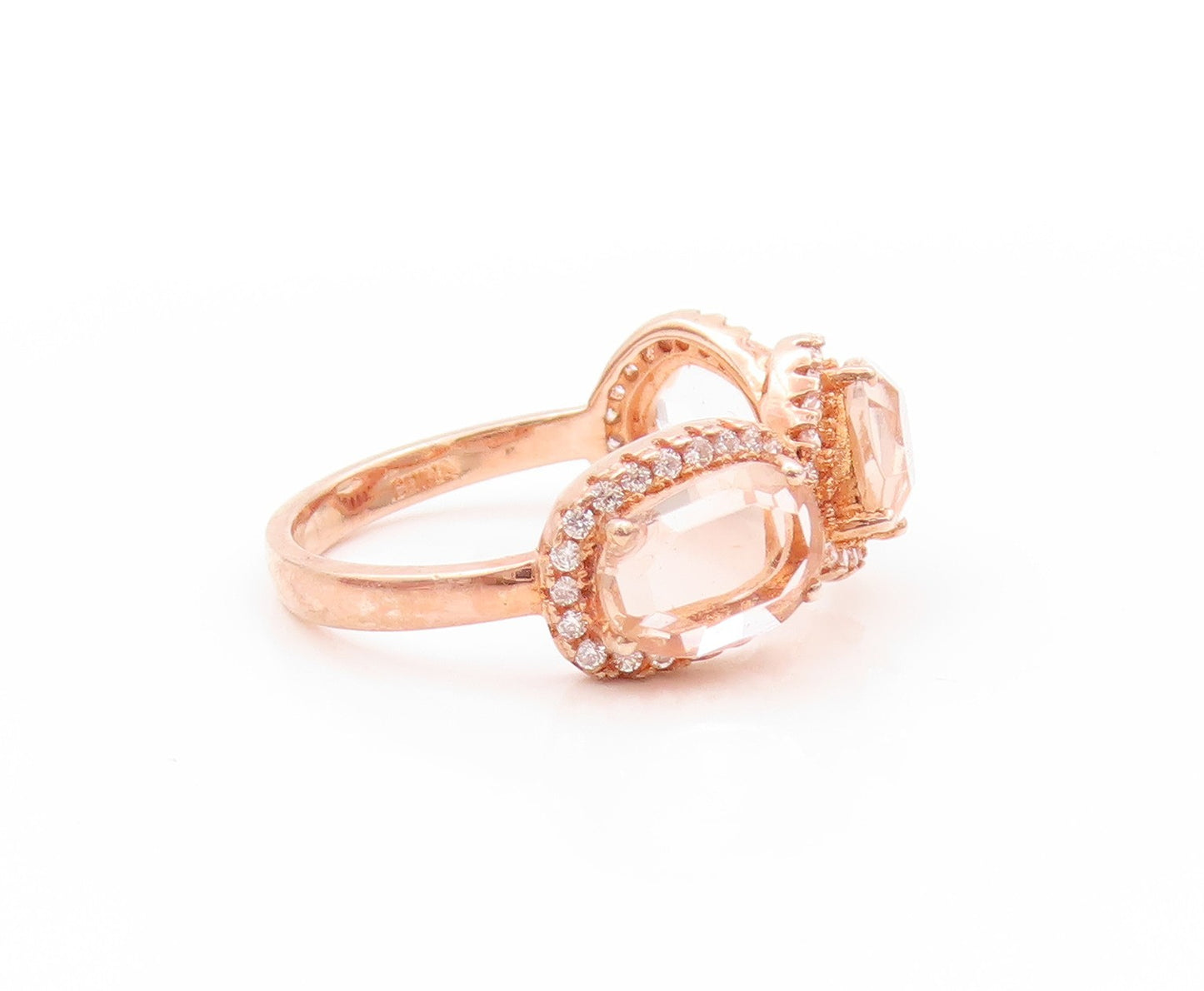 925 Sterling Silver Vintage Ring Rose Gold Plated Morganite CZ  Sz 7.5  RG32967