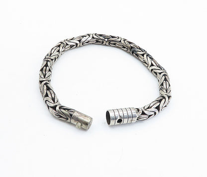 BALI 925 Silver  Vintage Dark Tone Byzantine Link Chain Bracelet  BT2470