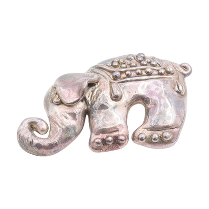 925 Sterling Silver Vintage Brooch ISRAEL Large Figural Lucky Elephant  BP11963