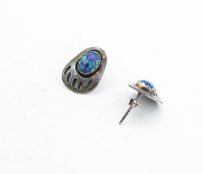 SENSA EUSTACE ZUNI 925 Silver  Vintage Azurite Bear Claw Drop Earrings  EG4039