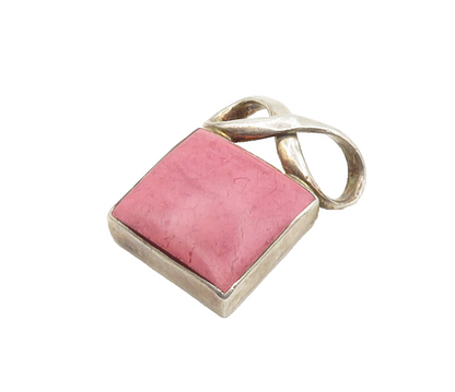 MEXICO 925 Sterling Silver   Vintage Rhodonite Infinity Twist Pendant  PT14630