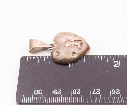 MEXICO 925 Sterling Silver  Vintage Hollow Love Heart Lock Pendant  PT20337