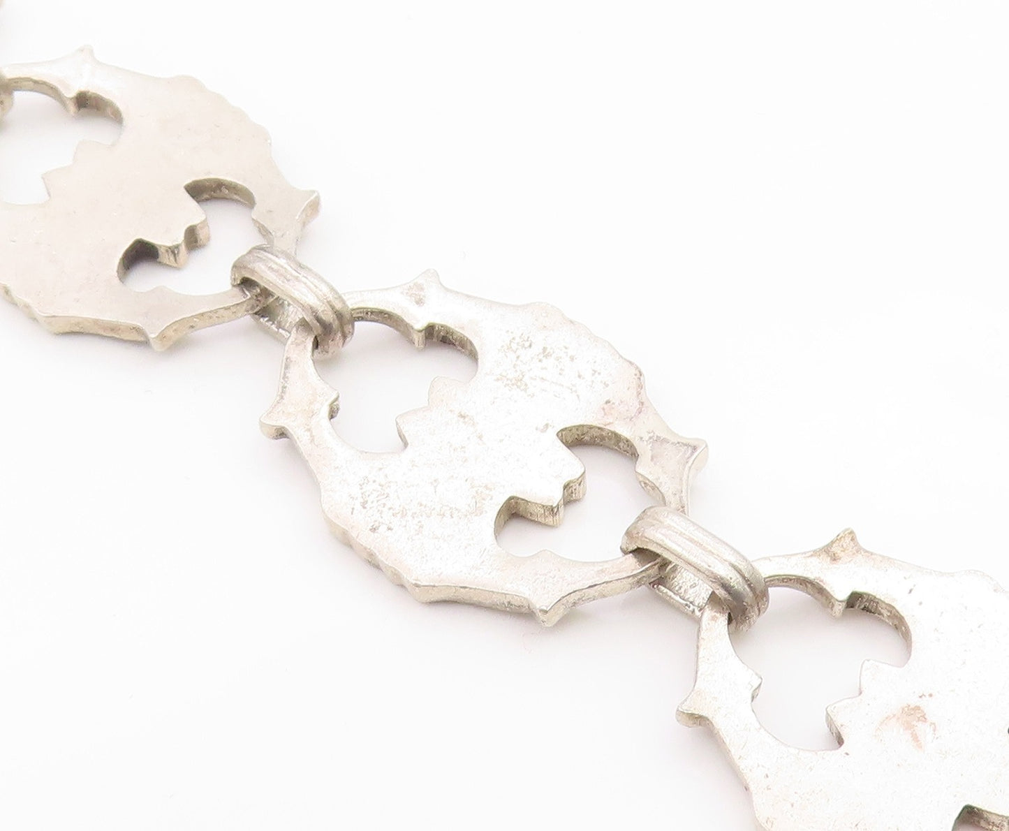 BB 925 Sterling Silver  Vintage Floral Etched Design Chain Bracelet  BT8508