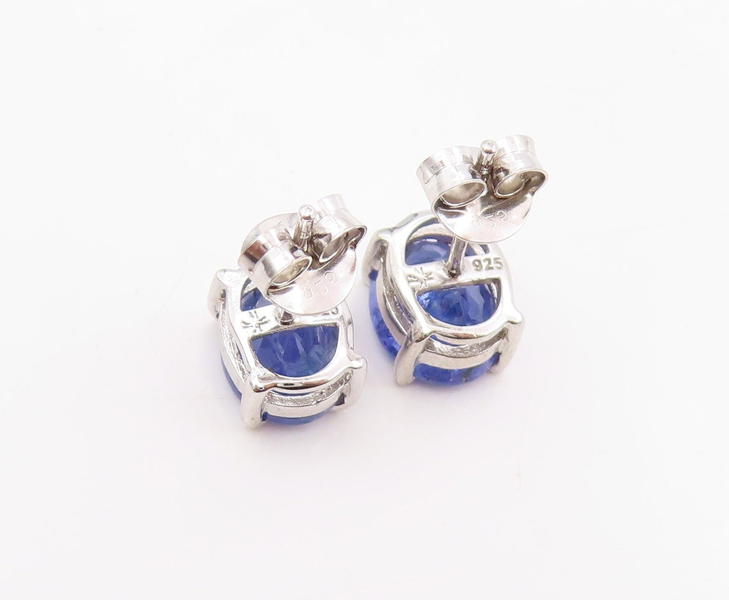 925 Sterling Silver Vintage Earrings Minimalist Oval Cut Tanzanite Stud  EG13978
