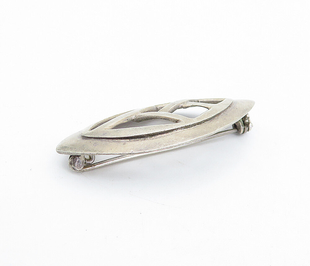 925 Sterling Silver  Vintage Antique Cutout Leaf Design Brooch Pin  BP1627
