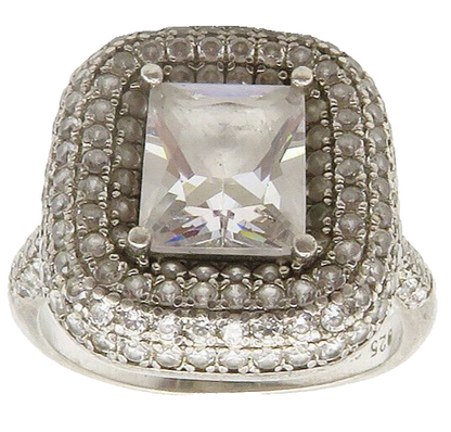 925 Sterling Silver  Sparkling Cubic Zirconia Cocktail Ring Sz 8  RG14692
