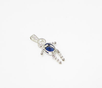 925 Sterling Silver  Inlay Blue & White Topaz Boy Figure Drop Pendant  PT2173