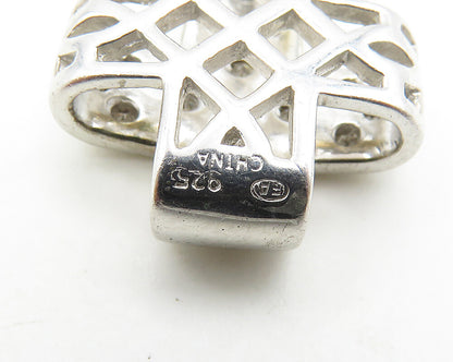 925 Sterling Silver  Shiny Genuine Diamonds Religious Cross Pendant  PT14653