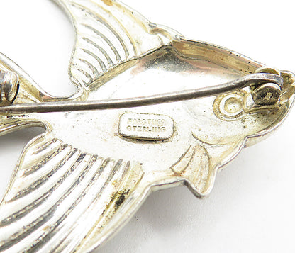 FORSTNER 925 Sterling Silver  Vintage Shiny Swimming Fish Brooch Pin  BP1389