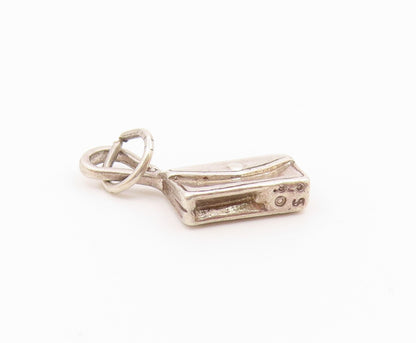 925 Sterling Silver  Vintage Shiny Petite Purse Motif Drop Pendant  PT17817