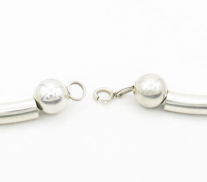 925 Sterling Silver  Vintage Shiny Modernist Sculpted Chain Necklace  NE2554