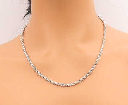 925 Sterling Silver Vintage Necklace Interlocking Round Link Cable Chain NE4742