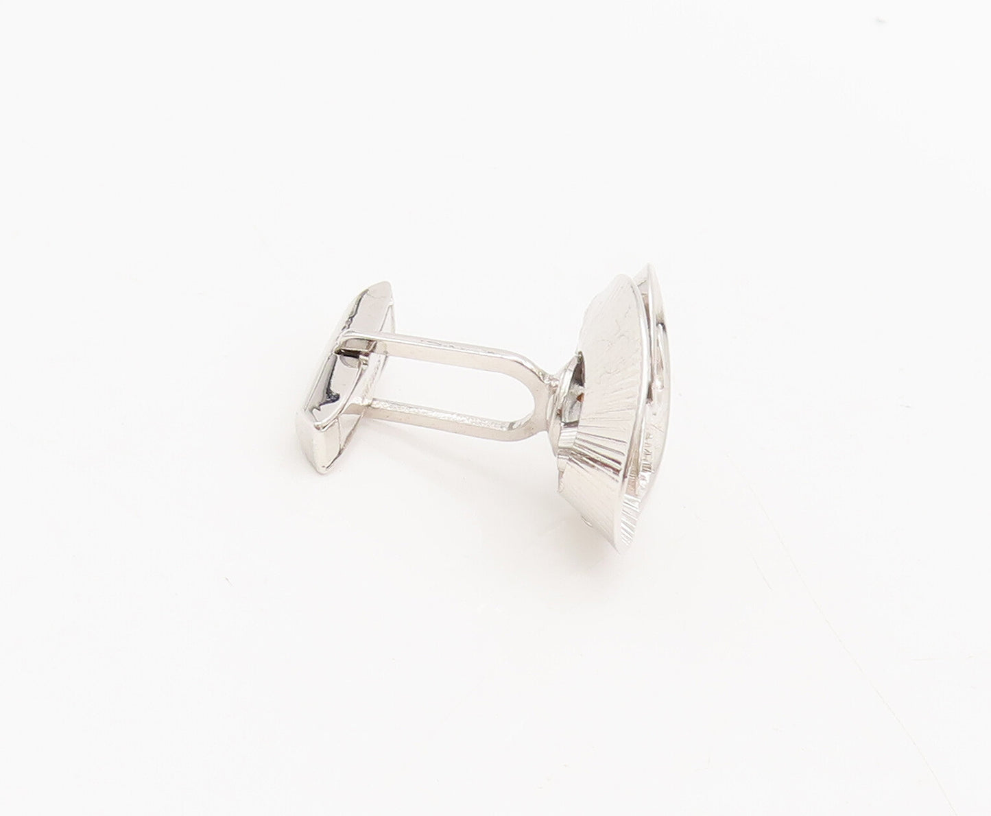 925 Sterling Silver Vintage Swirly Spiral Cutout Solid Heart Cufflinks  TR3557