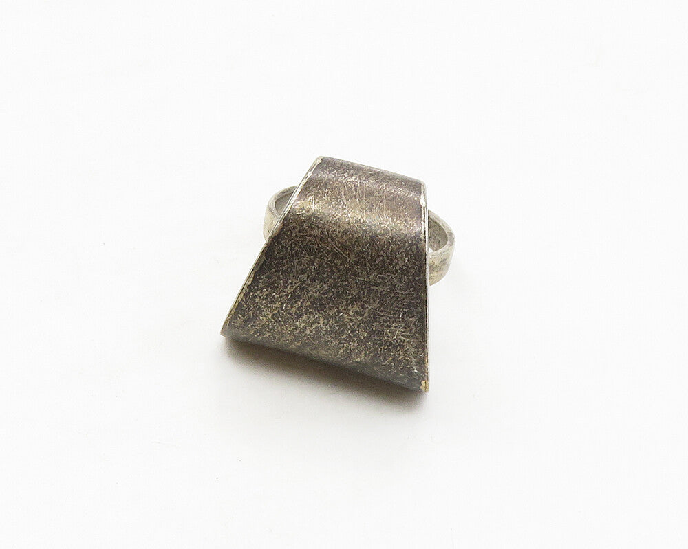 DESIGNER 925 Silver Vintage Dark Tone Hollow Smooth Band Ring Sz 7  RG17410
