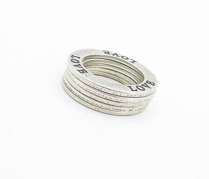 925 Sterling Silver  Vintage Love Etched Stacker Band Rings Sz 4.5  RG4363