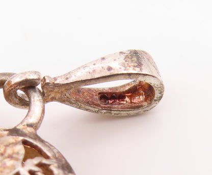 925 Sterling Silver Vintage Shiny Diamond Cut Love Heart Pendant  PT18444