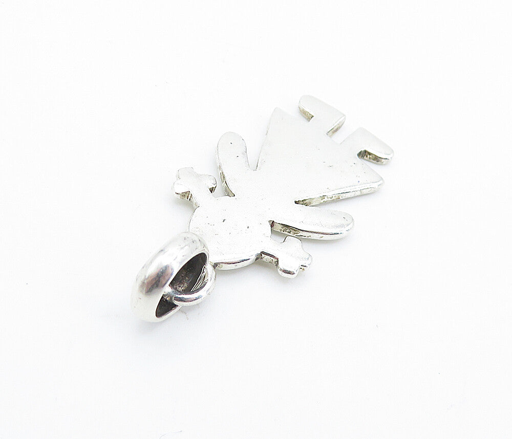 925 Sterling Silver  Vintage Shiny Little Girl Silhouette Drop Pendant  PT5440