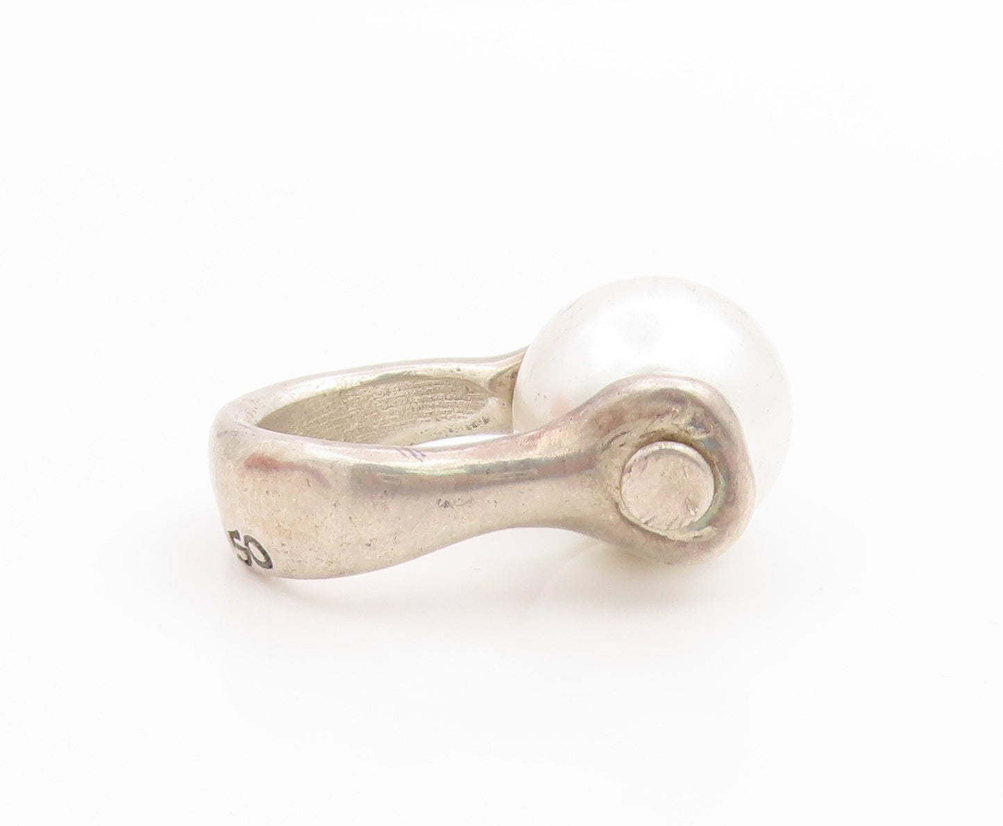 925 Sterling Silver Vintage Ring UNO DE 50 Modernist Pearl Band  Sz 7  RG35560
