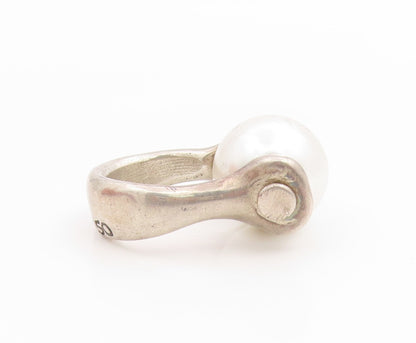 925 Sterling Silver Vintage Ring UNO DE 50 Modernist Pearl Band  Sz 7  RG35560