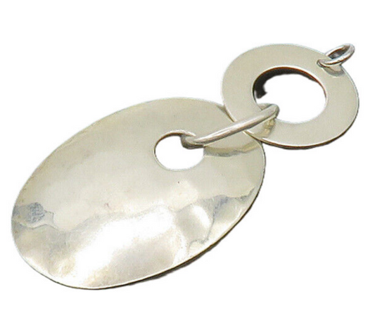 PTP MEXICO 925 Silver  Vintage Shiny Smooth Hammered Linked Pendant  PT13712