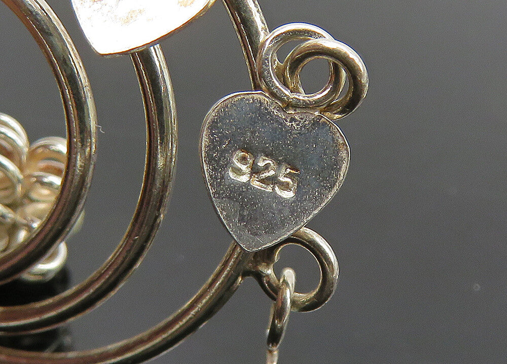 925 Sterling Silver  Vintage Shiny Open Tear Drop Dangle Earrings  EG10121