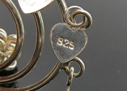 925 Sterling Silver  Vintage Shiny Open Tear Drop Dangle Earrings  EG10121
