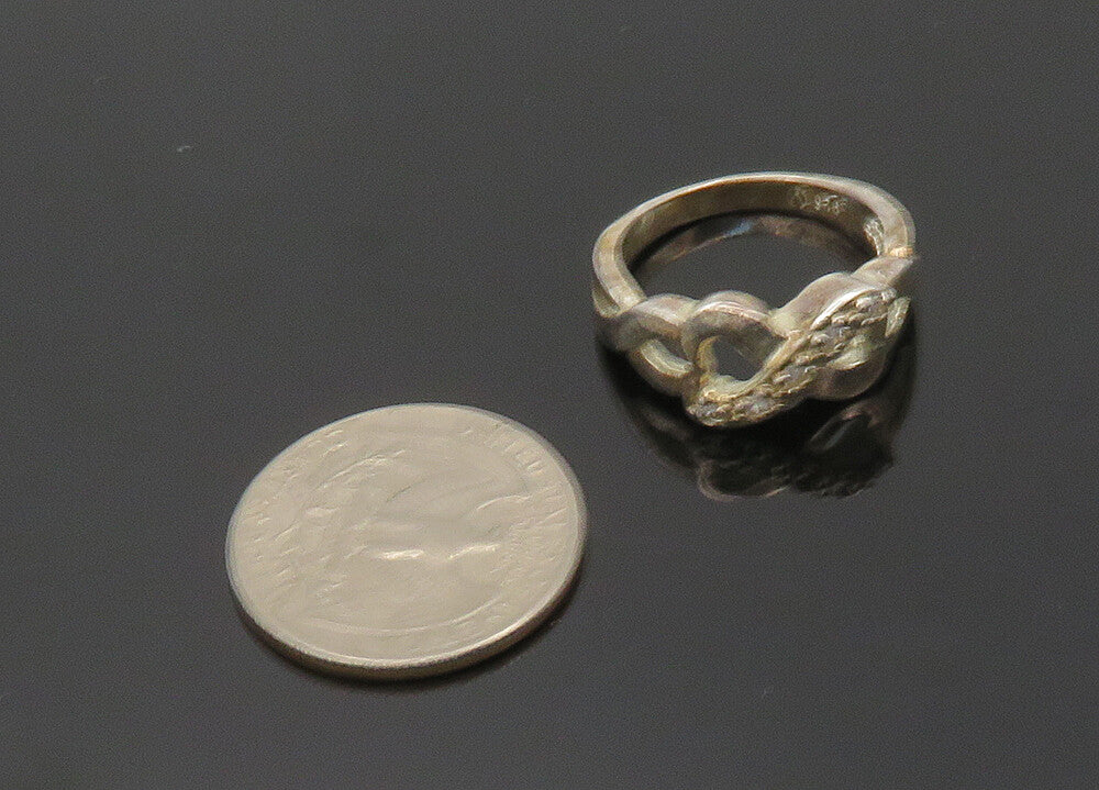 925 Sterling Silver Vintage Topaz Infinity Love Heart Band Ring Sz 9  RG20562