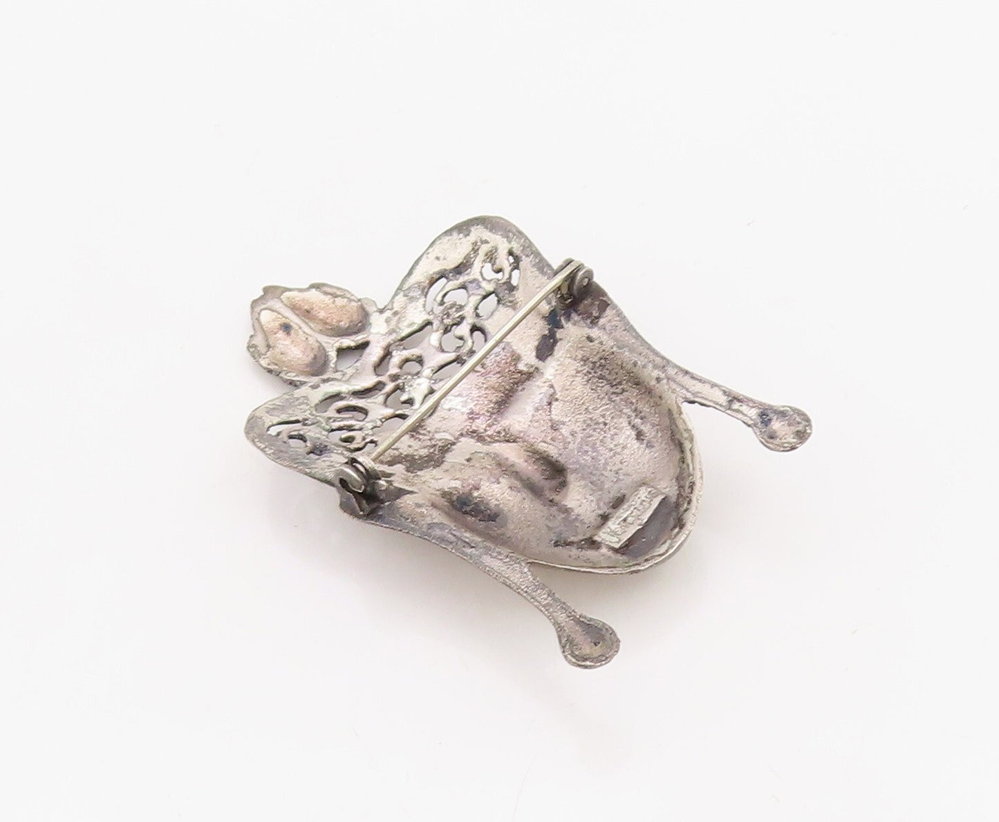 925 Sterling Silver Vintage Brooch Pin Solid Carved Royal Figure Face  BP11232