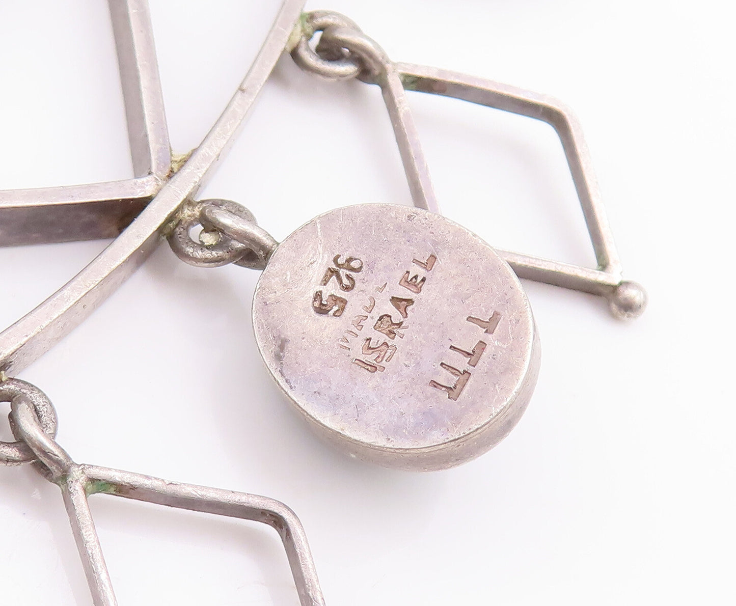 925 Sterling Silver Vintage Pendant ISRAEL Dangling Turquoise Charms  PT23202