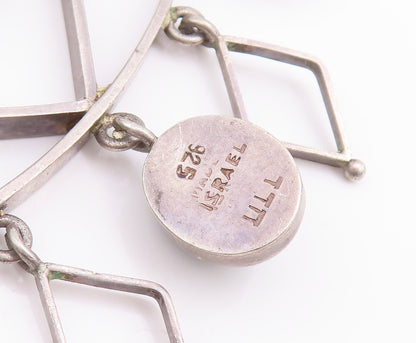 925 Sterling Silver Vintage Pendant ISRAEL Dangling Turquoise Charms  PT23202