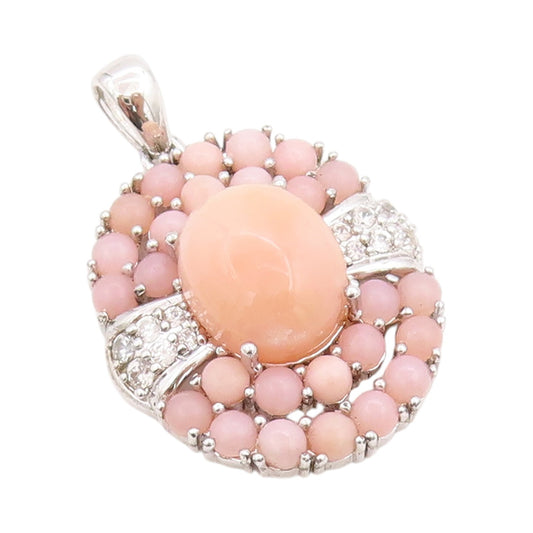 925 Sterling Silver Vintage Pendant Multi Color Cabochon Gemstone & Topz PT24420