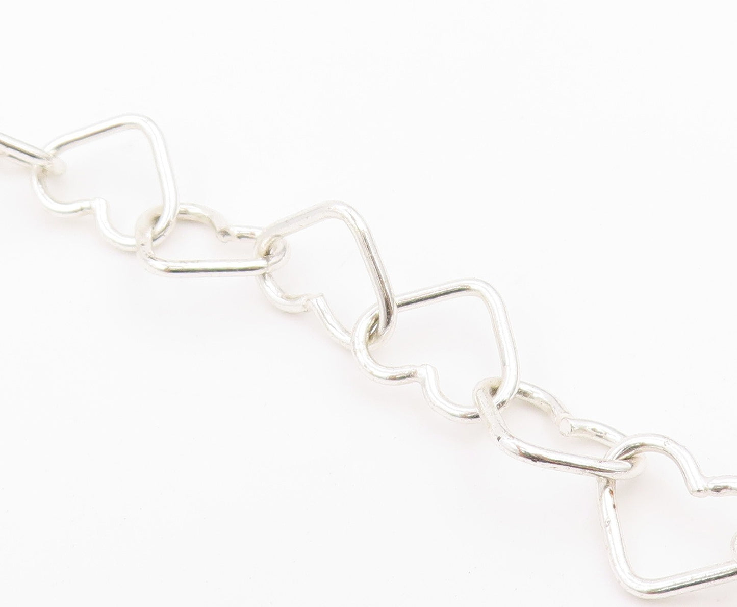 925 Sterling Silver Vintage Necklace Interlocking Open Love Heart Chain  NE4939