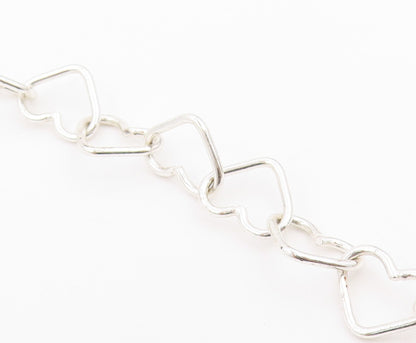 925 Sterling Silver Vintage Necklace Interlocking Open Love Heart Chain  NE4939
