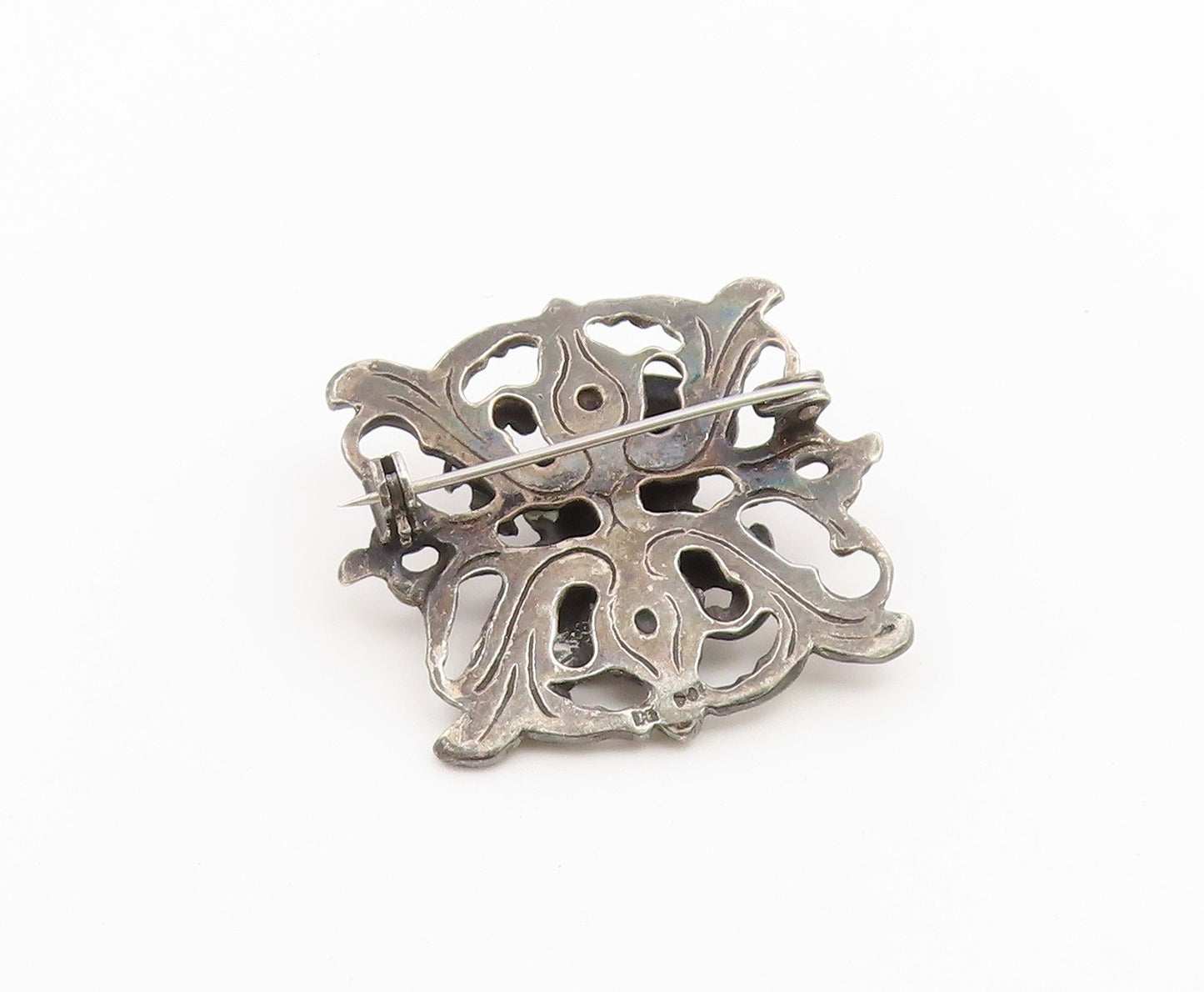 925 Sterling Silver Vintage Brooch Pin Classic Scrollwork Foliage Motif  BP12656