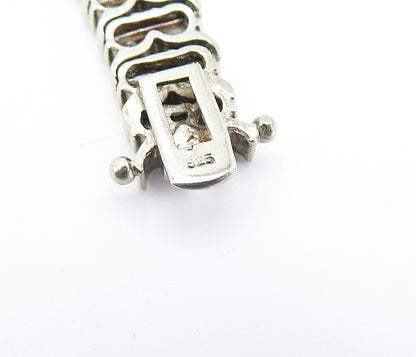925 Sterling Silver  Vintage Cubic Zirconia Two Row Chain Bracelet  BT2364